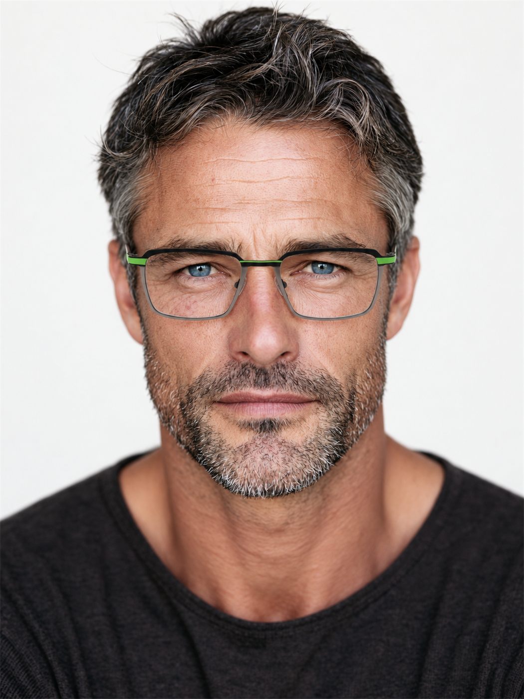 Man wearing C-ZONE E2430, square men's frame with line work