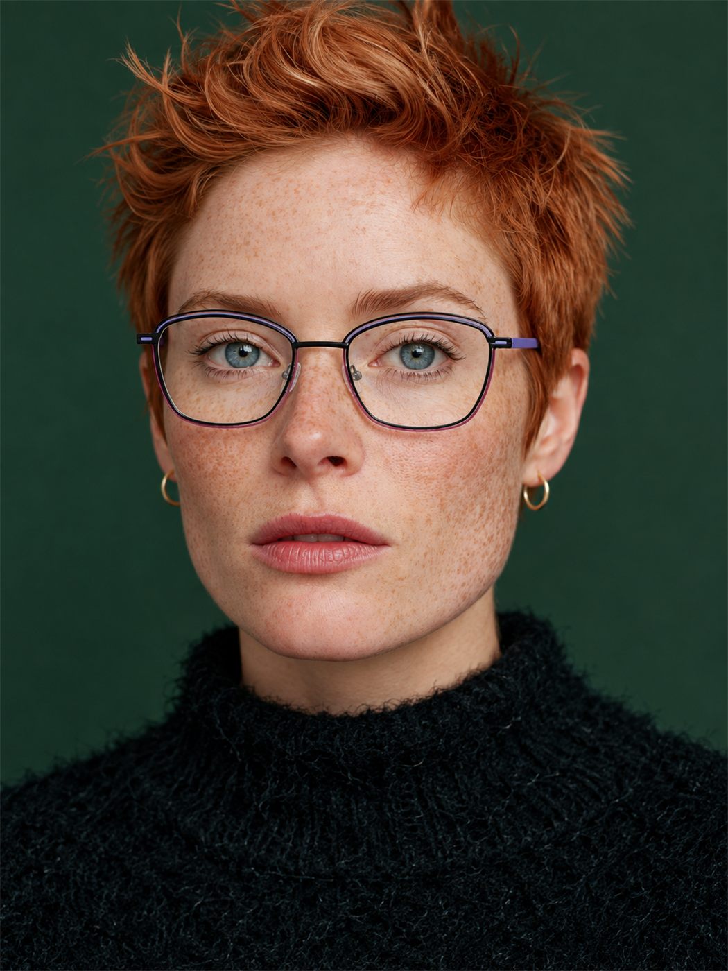 Woman wearing C-ZONE E2434, mille-feuille trapezium frame