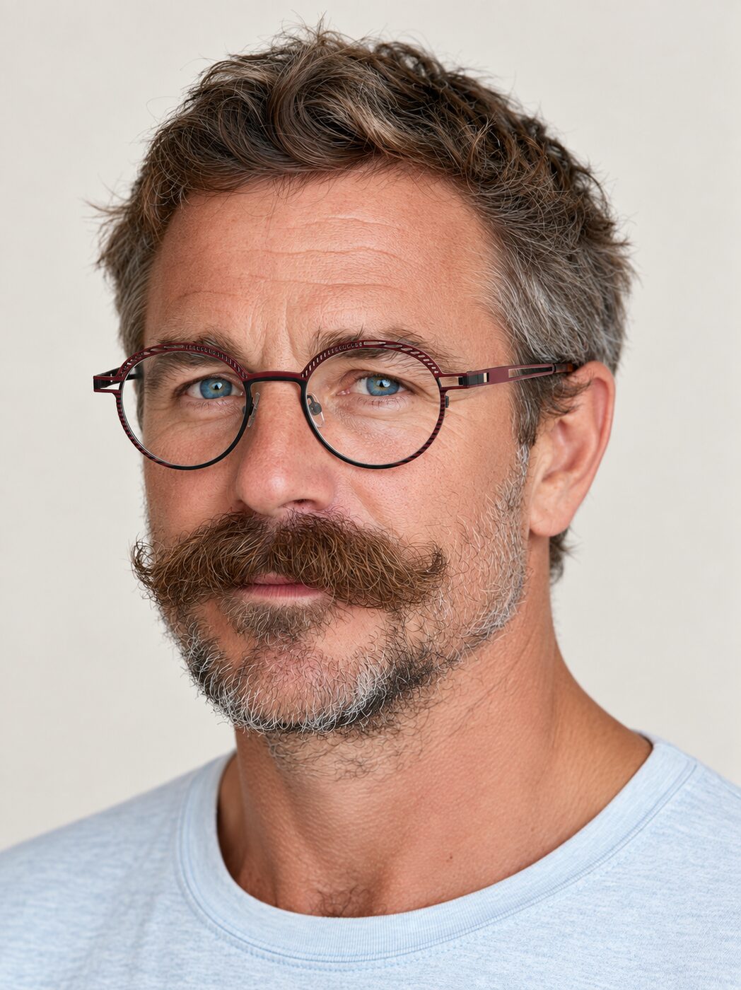 Man wearing C-ZONE E3241, round frame with mesh pattern